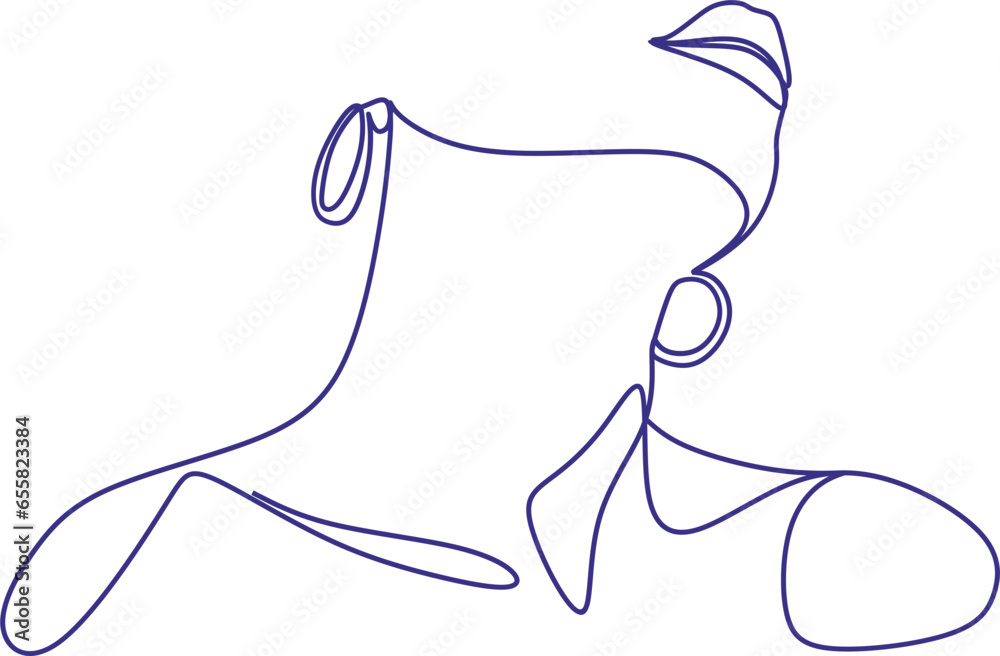 Obraz premium Modern Minimalist Female Vector Line Drawing. One line illustration.