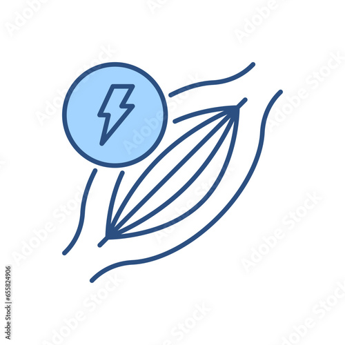 Muscle pain related vector icon. Muscle with lightning. Muscle pain sign. Isolated on white background. Editable vector illustration