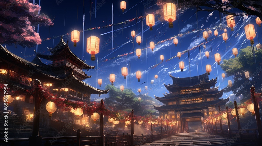 Marvel at the celestial beauty of the Tanabata festival as stars twinkle above your head. 