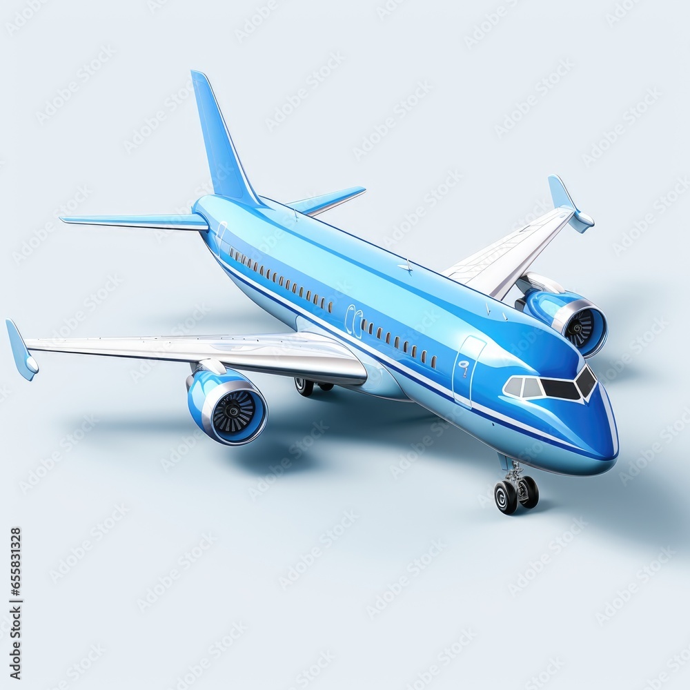 3d render of icons for the interface and web in cartoon style air plane, 3d icons for web design, icons on an isolated background with copy space, gradient, glossy style for buttons and interface