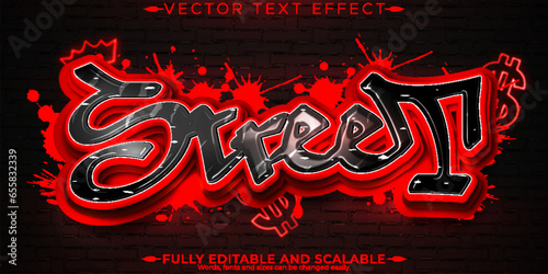 Graffiti red text effect, editable spray and street text style