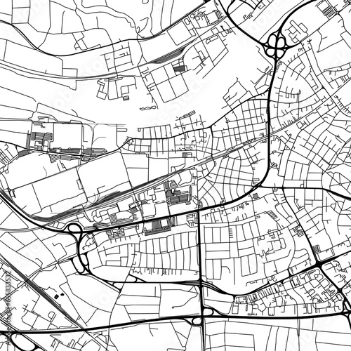 1:1 square aspect ratio vector road map of the city of  Russelsheim am Main in Germany with black roads on a white background.