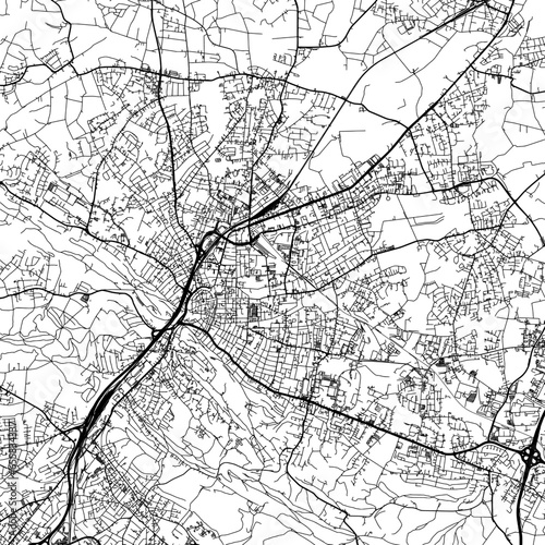 1 1 square aspect ratio vector road map of the city of  Bielefeld in Germany with black roads on a white background.