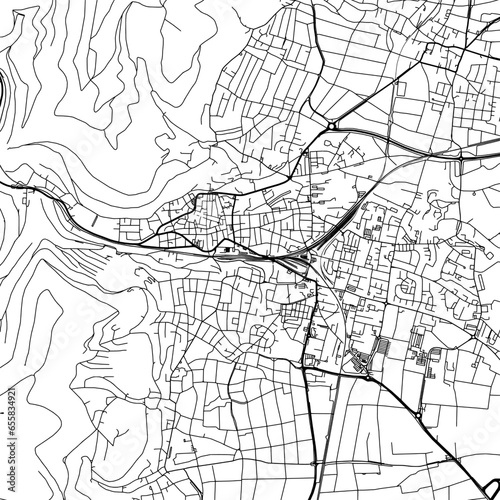 1:1 square aspect ratio vector road map of the city of  Neustadt an der Weinstrasse in Germany with black roads on a white background. photo