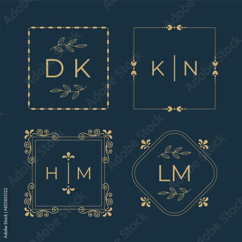 Set of Feminine Vector Signs or Logo Templates. Wedding monograms