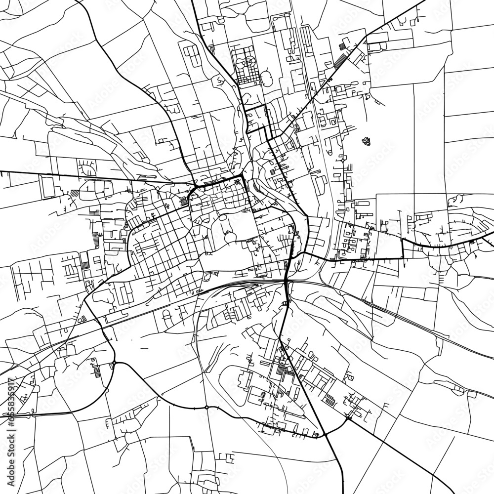 1:1 square aspect ratio vector road map of the city of  Gotha in Germany with black roads on a white background.