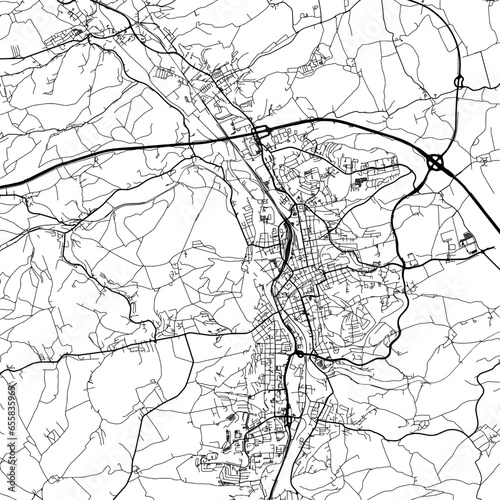 1:1 square aspect ratio vector road map of the city of  Gera in Germany with black roads on a white background.
