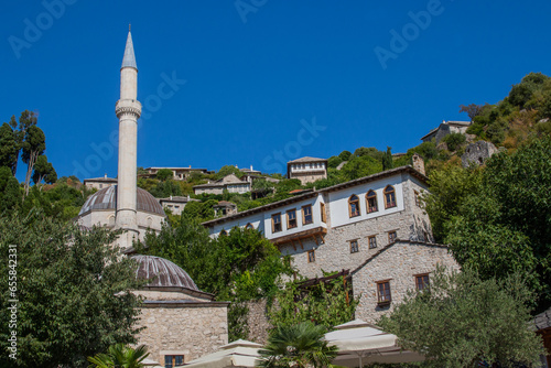 Počitelj or Poçitel, historic urban site or village in Bosnia and Herzegovina, mediaeval and Ottoman architecture, minaret and clock tower, city walls or fortress