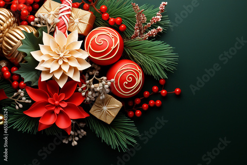 christmas background with gift boxes and decorations