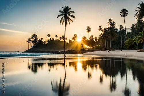 Stunning scenery with a beautiful sky and coconut trees.  © Osama