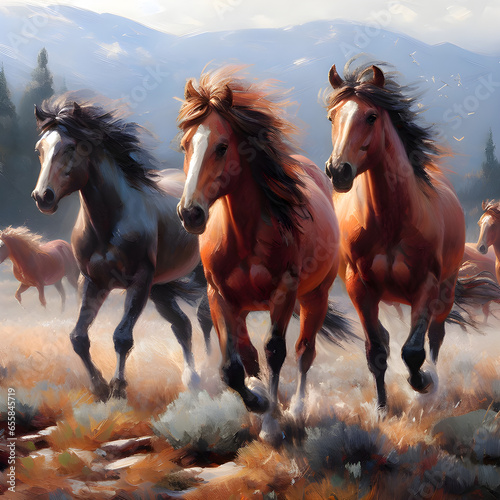 horses in the nature