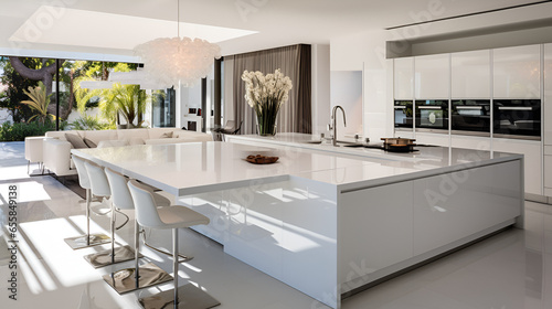 bright, clean kitchen in a big house. Everything's white and looks new. Great for pictures of fancy homes or kitchen stuff. User
Modern White Kitchen in Estate Home photo