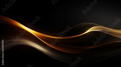 Abstract illustration of luxurious black lines on a dark background with golden accents and geometric shapes.