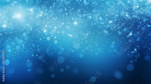 Abstract blue background with snowflakes and stars. Festive winter holiday wallpaper. photo