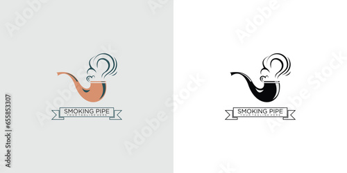 Simple smoking pipe logo design with unique concept| premium vector