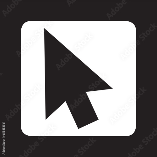 Free Download Cursor icon vector. Click arrow logo design. Pointer vector icon illustration in square isolated on black background - GFXLoad