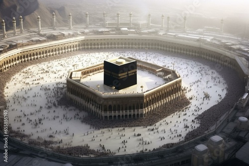 The Kaaba, the central pilgrimage site in Islam. Generative AI photo
