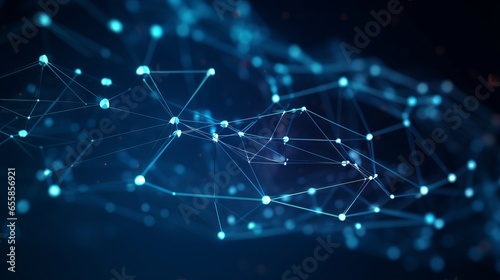 Abstract blue background with digital network connection 3D rendering