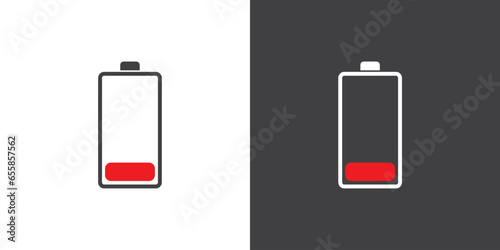 Low battery power icon, charge flat icon. power symbol vector illustration, battery charge level indicators, Battery icon in flat style, Battery charging flat icon simple black style symbol sign.