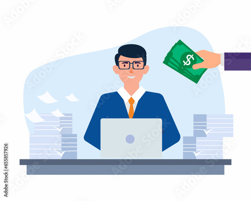 Happy employee receive their salary bonus salary financial motivation of employees