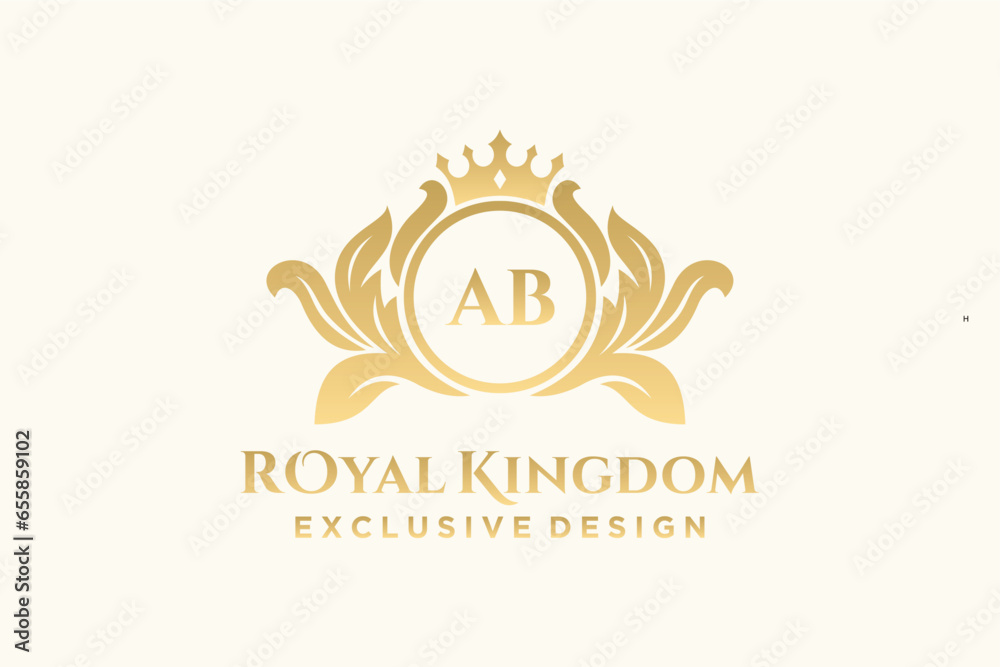 Letter AB template logo Luxury. Monogram alphabet . Beautiful royal initials letter. - obrazy, fototapety, plakaty 