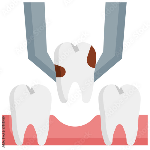 tooth extraction filled outline icon,linear,outline,graphic,illustration