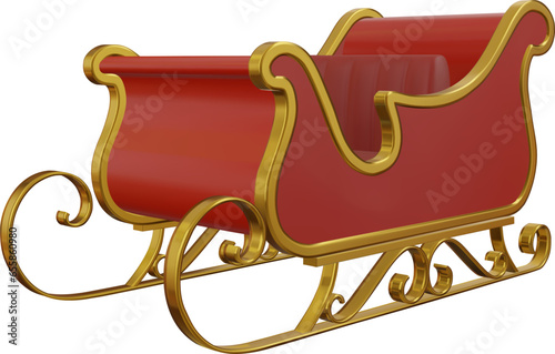 isolated santa claus sleigh 3d vector