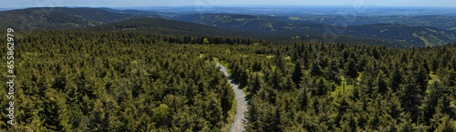 View from the observation tower Velka Destna in Hradec Kralove Region Czech Republic Europe 