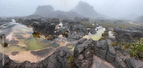 Surreal natural pools on top of table Mount Roraima, Venezuela, Canaima National Park, South America photo