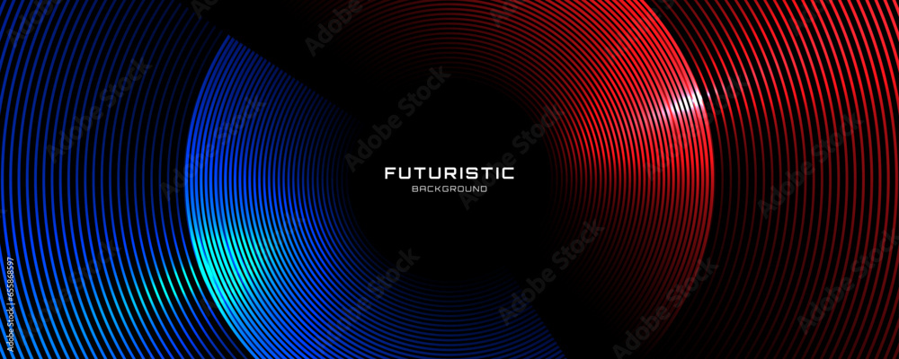 3D red blue techno abstract background overlap layer on dark space with glowing circles shape decoration. Modern graphic design element future style concept for banner, flyer, card, or brochure cover 3D red blue techno abstract background overlap layer on dark space with glowing circles shape decoration. Modern graphic design element future style concept for banner, flyer, card, or brochure cover