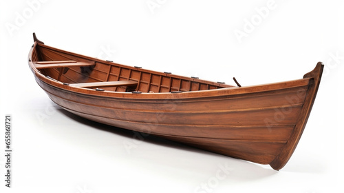 wooden boat real realistic whole body white background - Boat product view