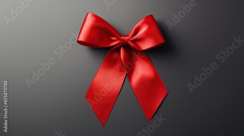 Bright Red Satin Ribbon Neatly Tied on Black Background. Great for gift wrapping designs, holiday decorations, fashion accessories, or adding a touch of luxury to creative projects.