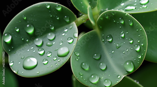 water drops on green leaf