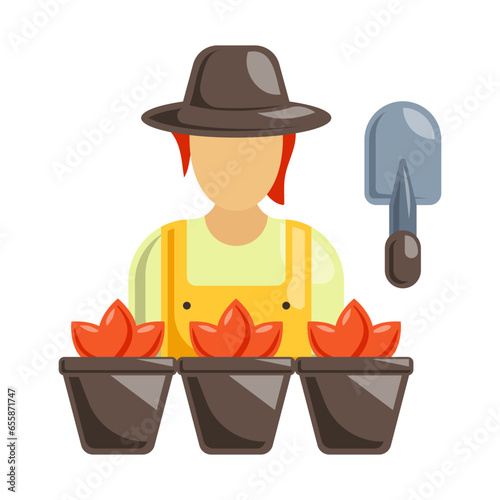 cultivator avatar concept, agriculturalist or agriculturist with Crop vector color icon design, Lawn and Gardening symbol, Farm and Plant sign agriculture and horticulture equipment stock illustration