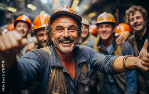 A group of workers celebrate after the strike for getting what they wanted