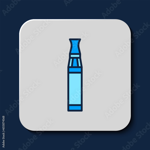 Filled outline Electronic cigarette icon isolated on blue background. Vape smoking tool. Vaporizer Device. Vector