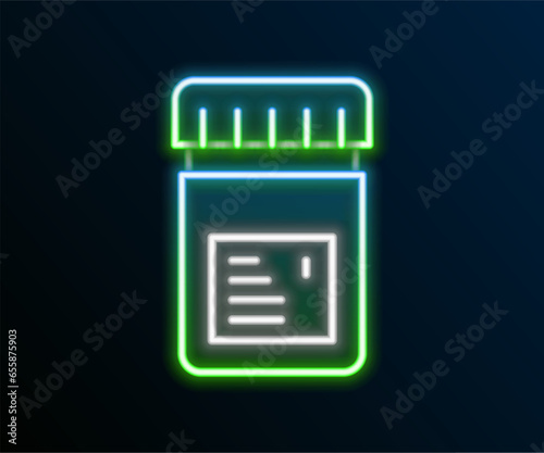 Glowing neon line Biologically active additives icon isolated on black background. Colorful outline concept. Vector