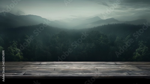 Wooden table against the ba...