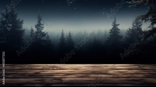 Wooden table against the ba...