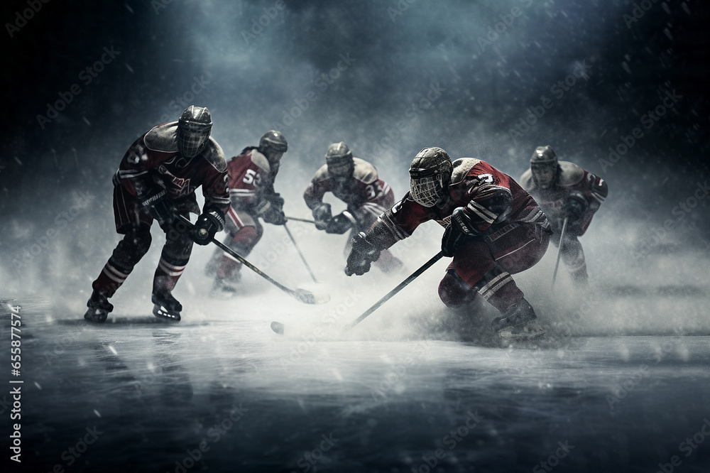 Fototapeta premium Team of hockey players playing hockey