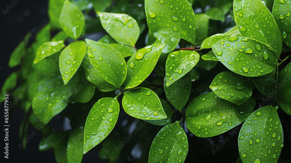 green leaves with water drops green leaves with water drops
