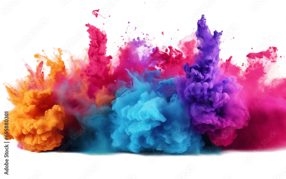 Powder Burst of Colors Isolated on a Transparent Background PNG. Generative AI