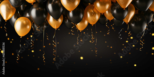 background black and gold balloons, luxury, elegance, party, fun
