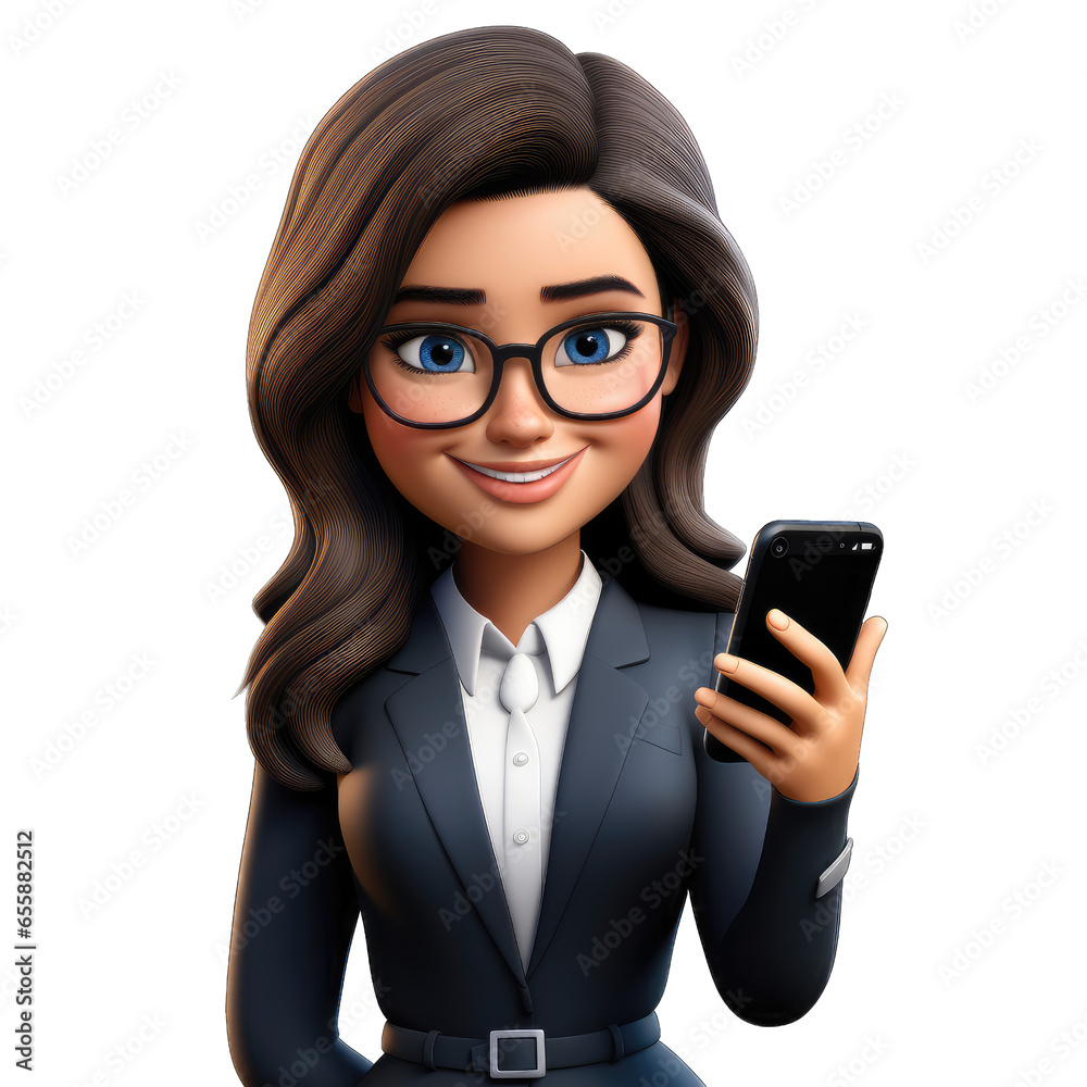 Emoji happy woman with a phone on a transparent background. Memoji PNG Emoji happy woman with a phone on a transparent background. Memoji PNG