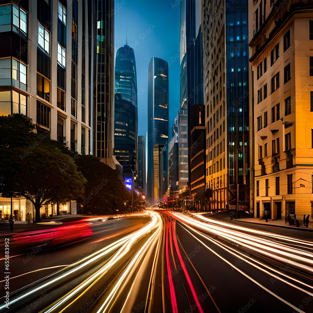 Naklejka premium night city street