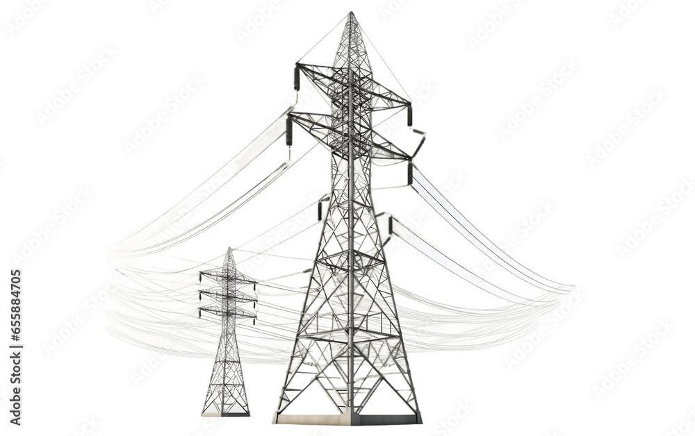 Electricity Supply Isolated on a Transparent Background PNG. Generative AI - obrazy, fototapety, plakaty 