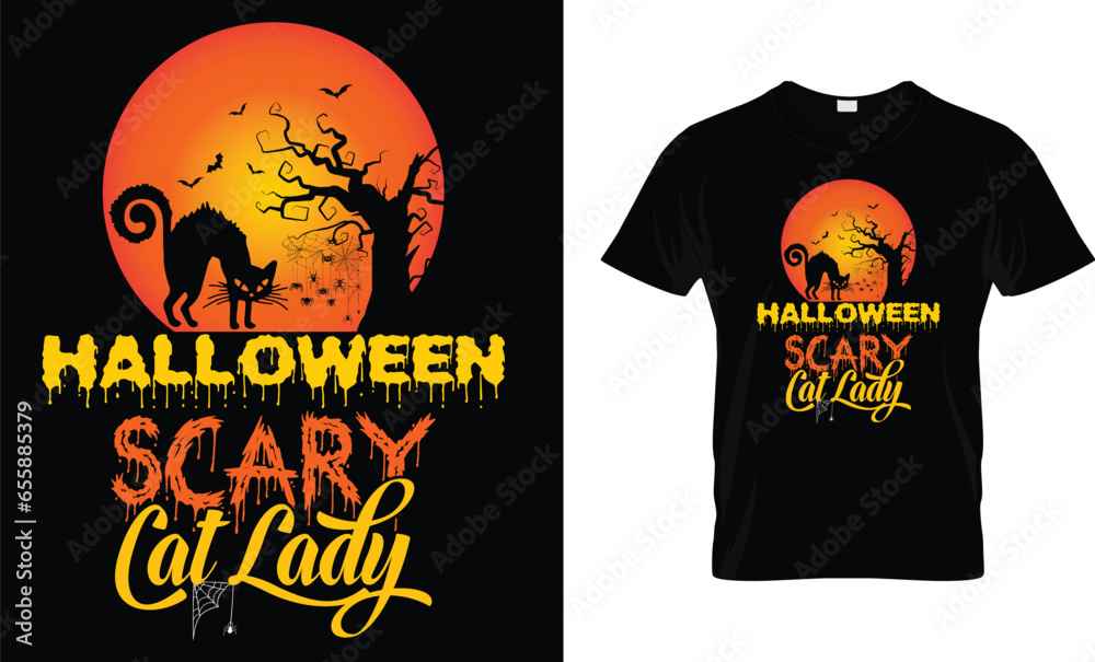 Halloween scary cat lady - Halloween T-Shirt