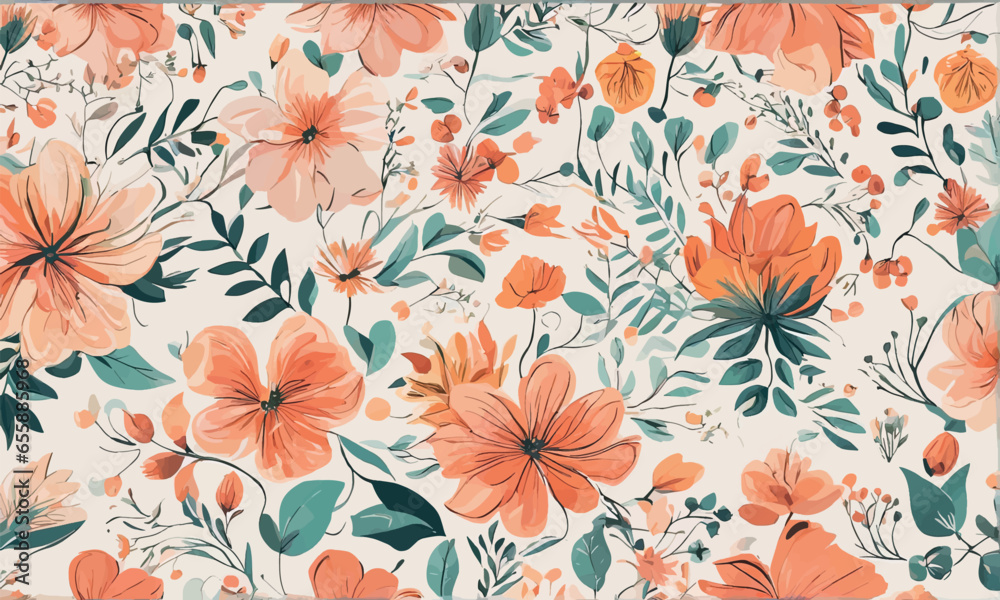 seamless watercolor floral pattern seamless watercolor floral pattern watercolor floral seamless pattern.  hand painted flowers and leaves. 