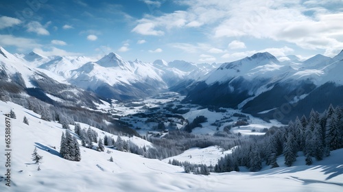 paysage de montagnes enneigées, généré par IA © Marvin Dgn