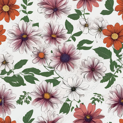 vector seamless pattern with flowers vector seamless pattern with flowers seamless pattern with flowers on background © Shubham